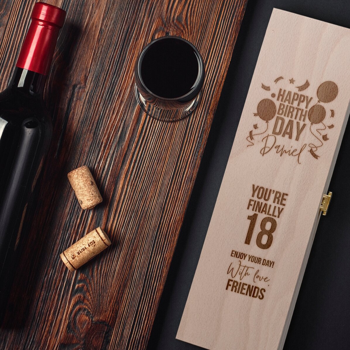 Caja de vino espumoso personalizada - modelo de cumpleaños