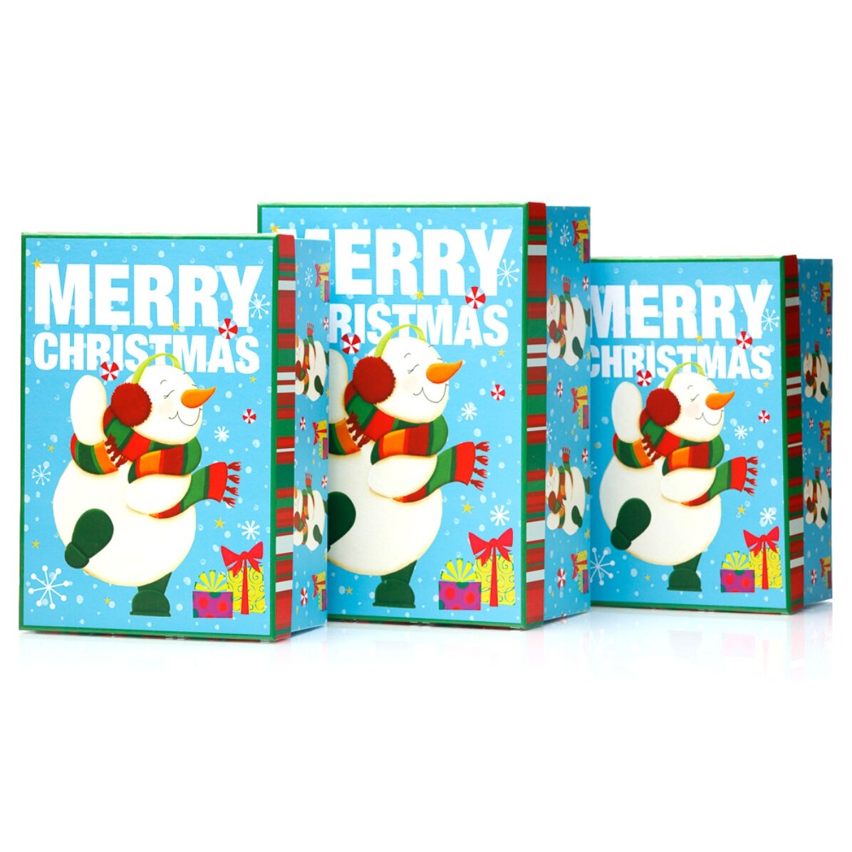 Blue Christmas gift box - snowman design