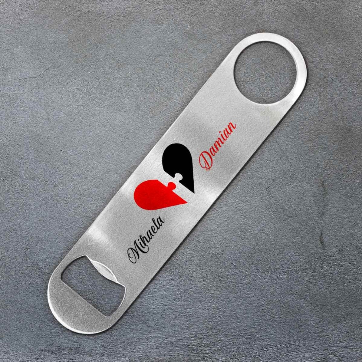 Abrecerras personalizado con texto - Puzzle heart
