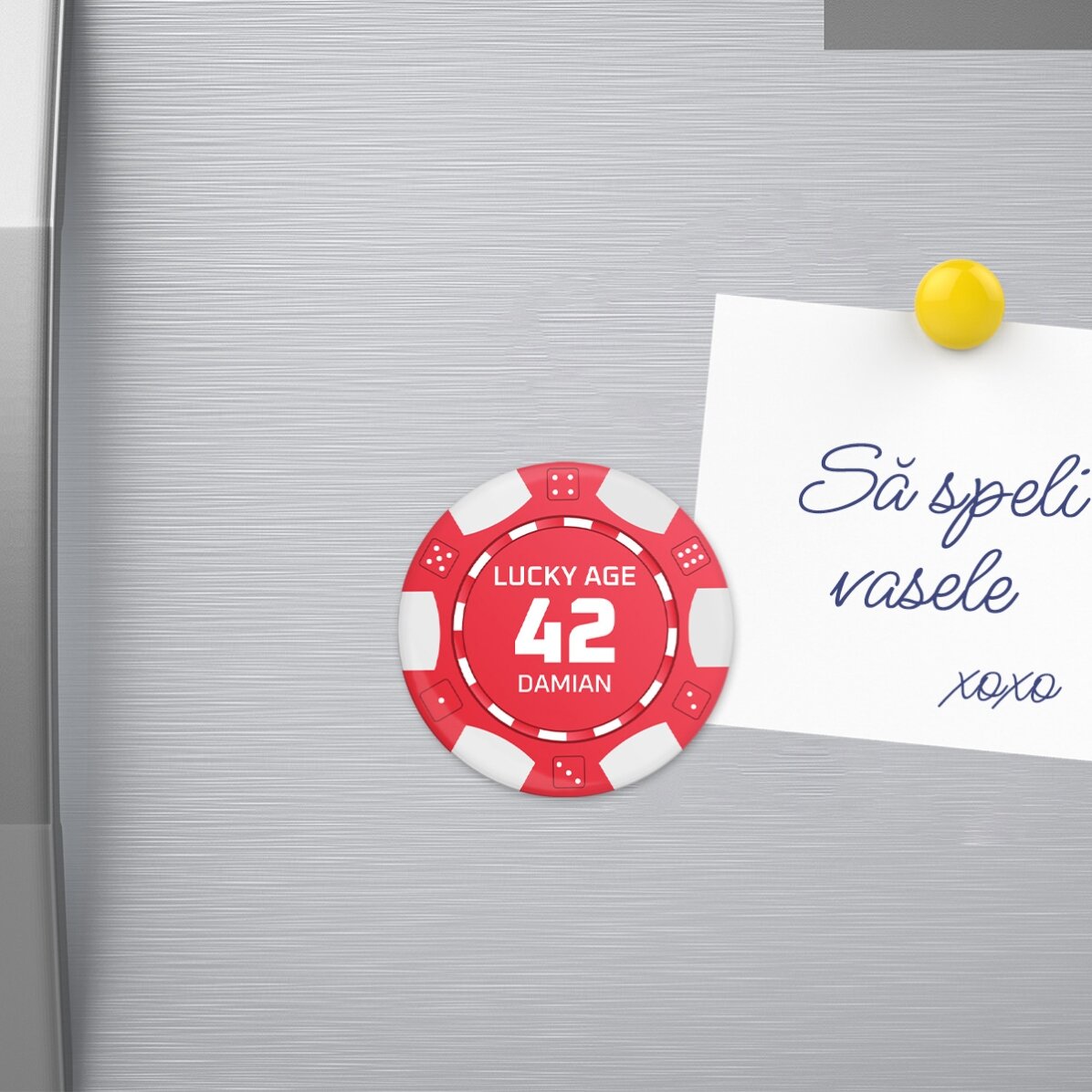 Abrebotellas con imán personalizado con mensaje - Ficha de póquer