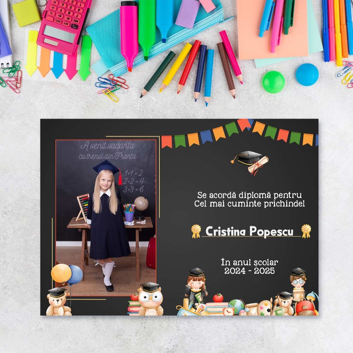 Diploma personalizado con foto y texto - Para la escolar