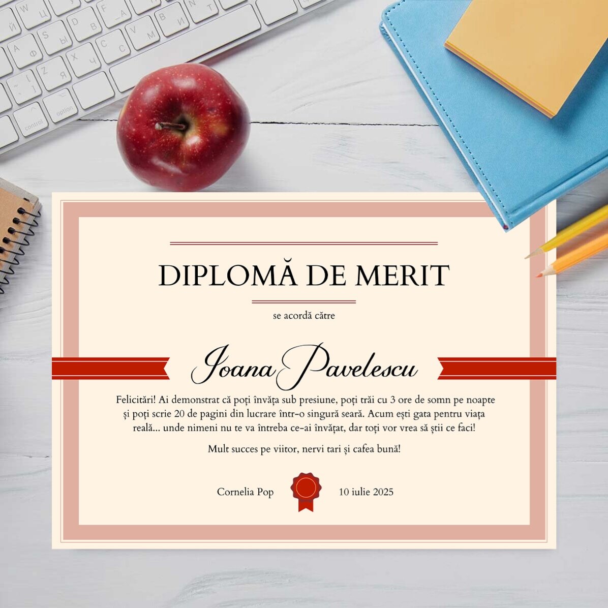 Diploma personalizada con texto - Diploma de mérito