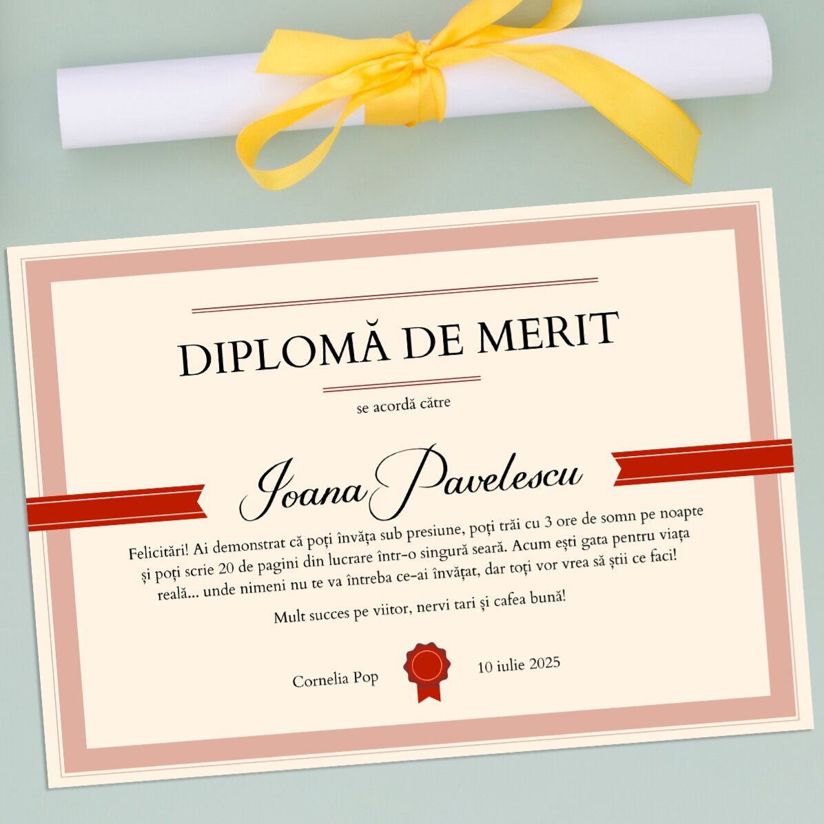 Diploma personalizada con texto - Diploma de mérito