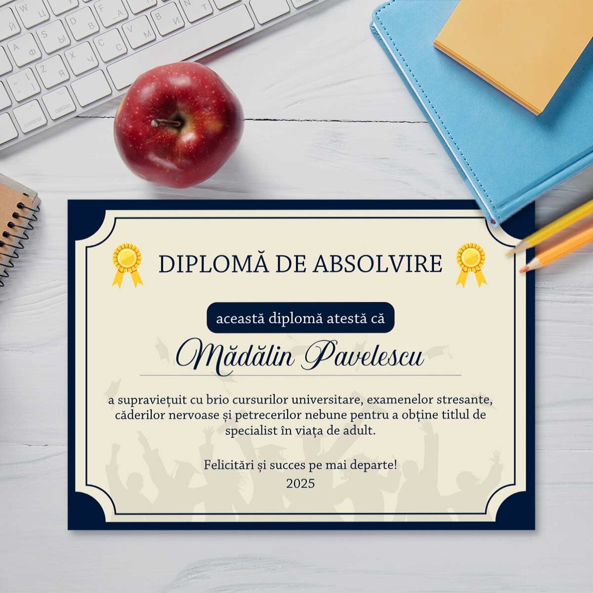 Diploma personalizada con texto - La vida adulta