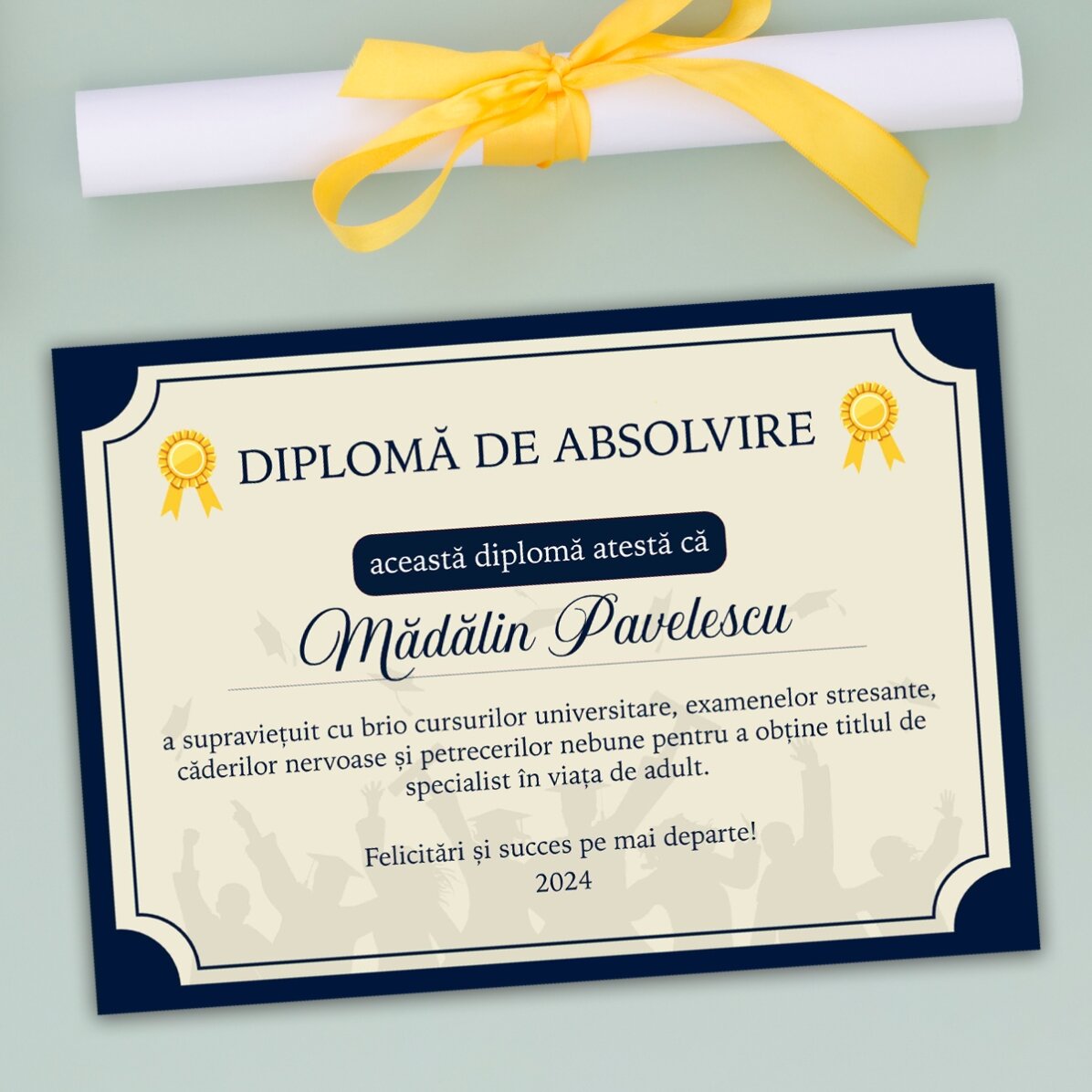 Diploma personalizada con texto - La vida adulta