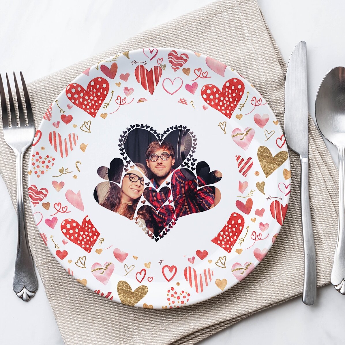 Plato personalizado con una foto - Hearts