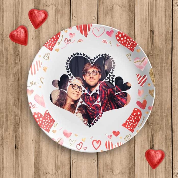 Plato personalizado con una foto - Hearts