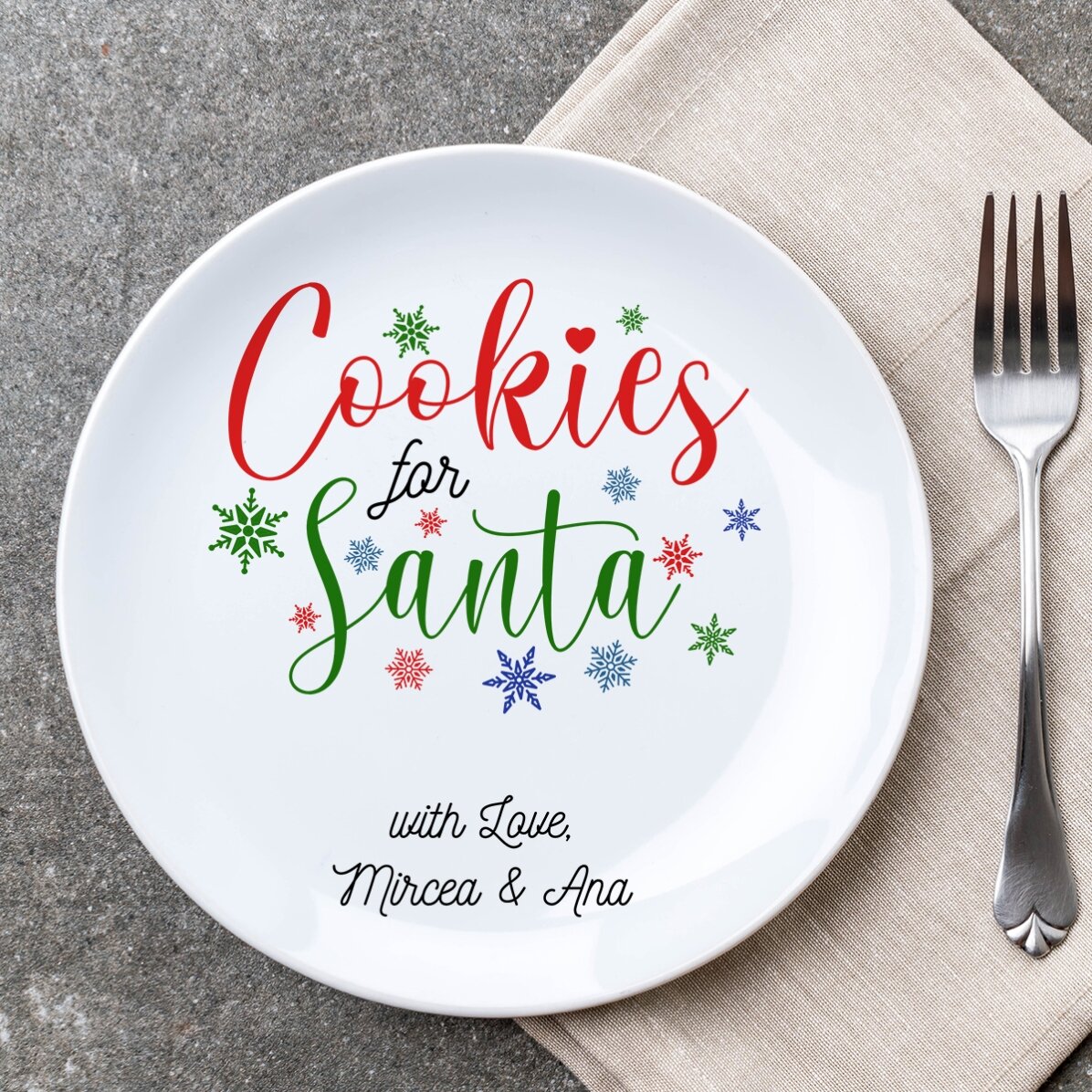 Plato personalizado con texto - Galletas para Papá Noel