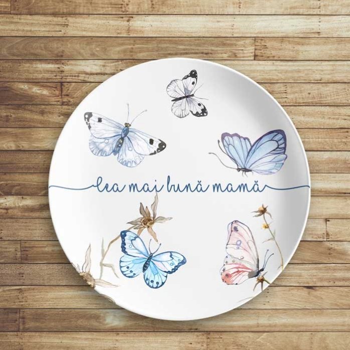 Plato personalizado con texto - Mariposas