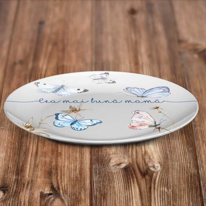 Plato personalizado con texto - Mariposas