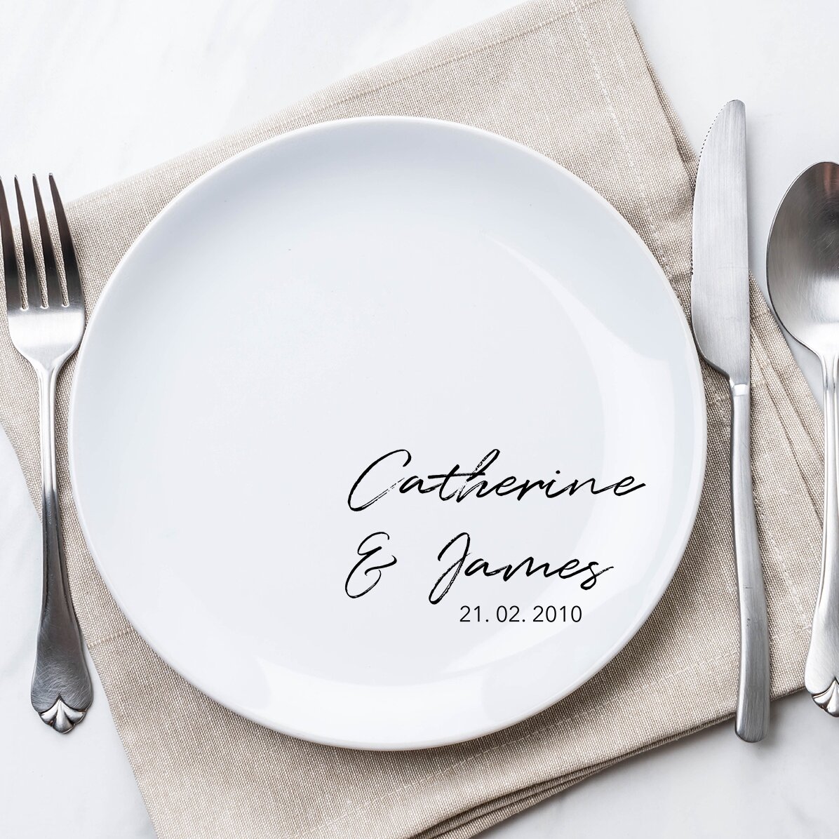 Plato personalizado con texto - Modelo «Boda»