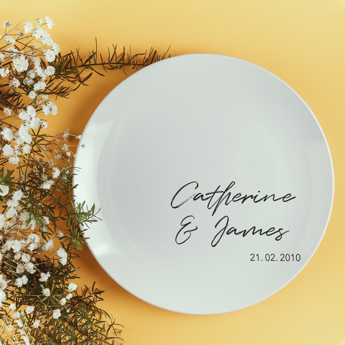 Plato personalizado con texto - Modelo «Boda»