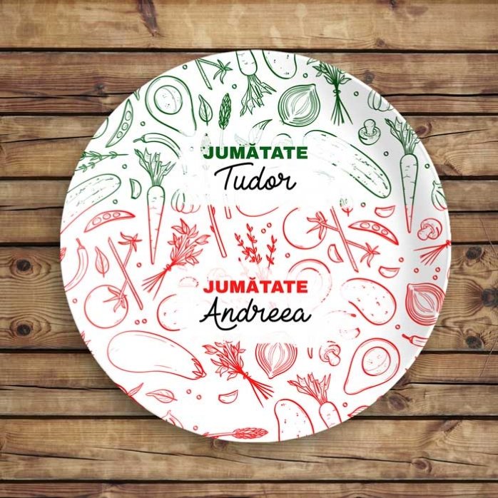 Plato personalizado con texto - A medias