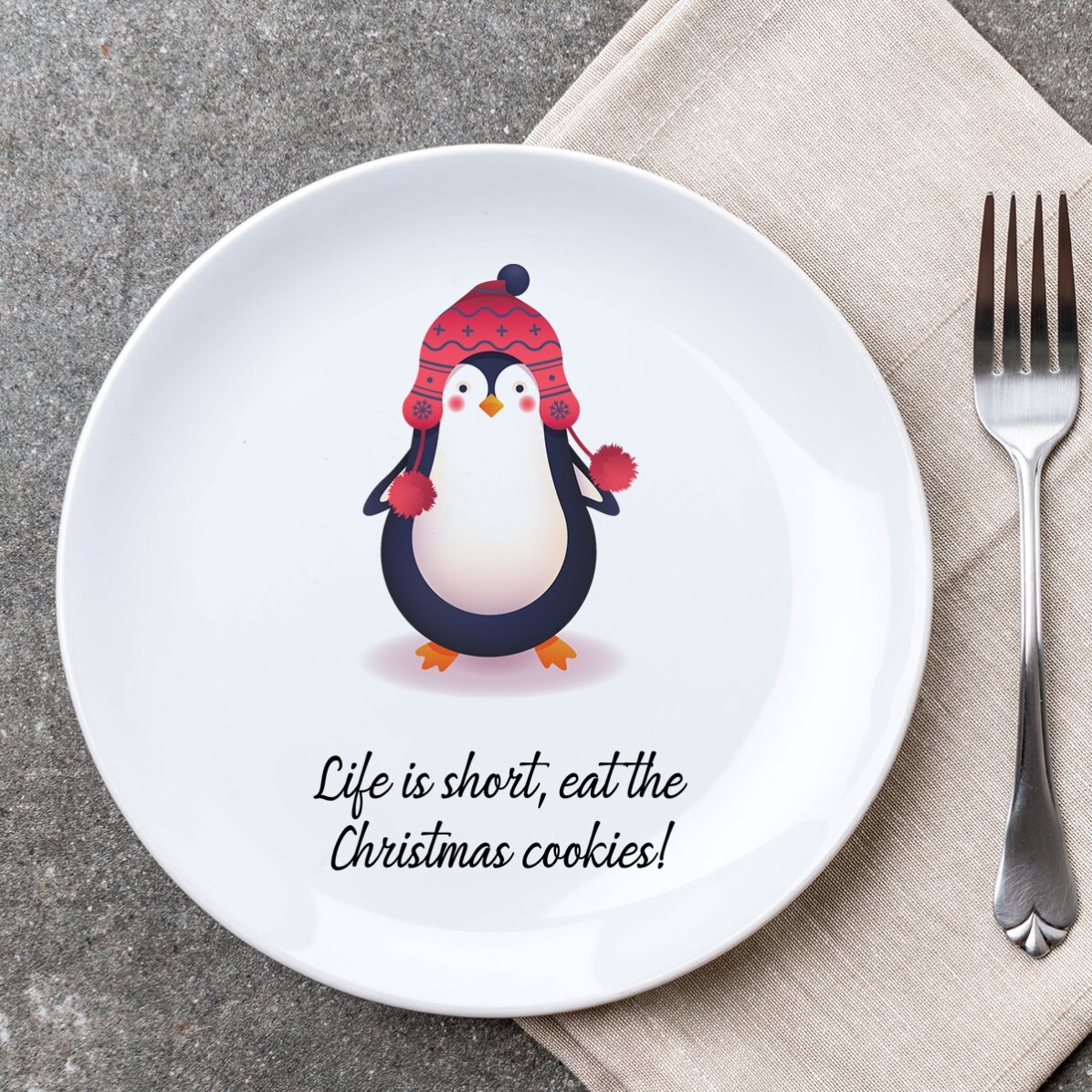 Plato personalizado con texto - Penguin