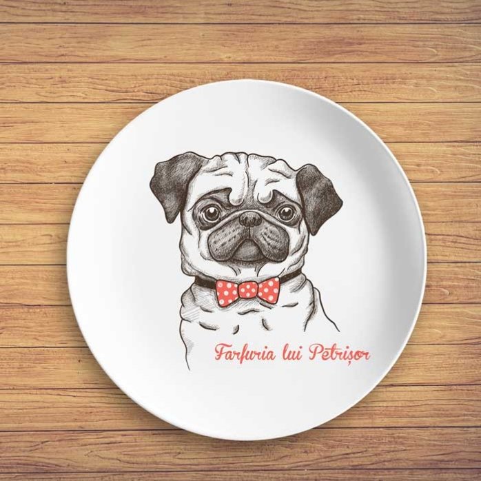 Plato personalizado con texto - Pug life