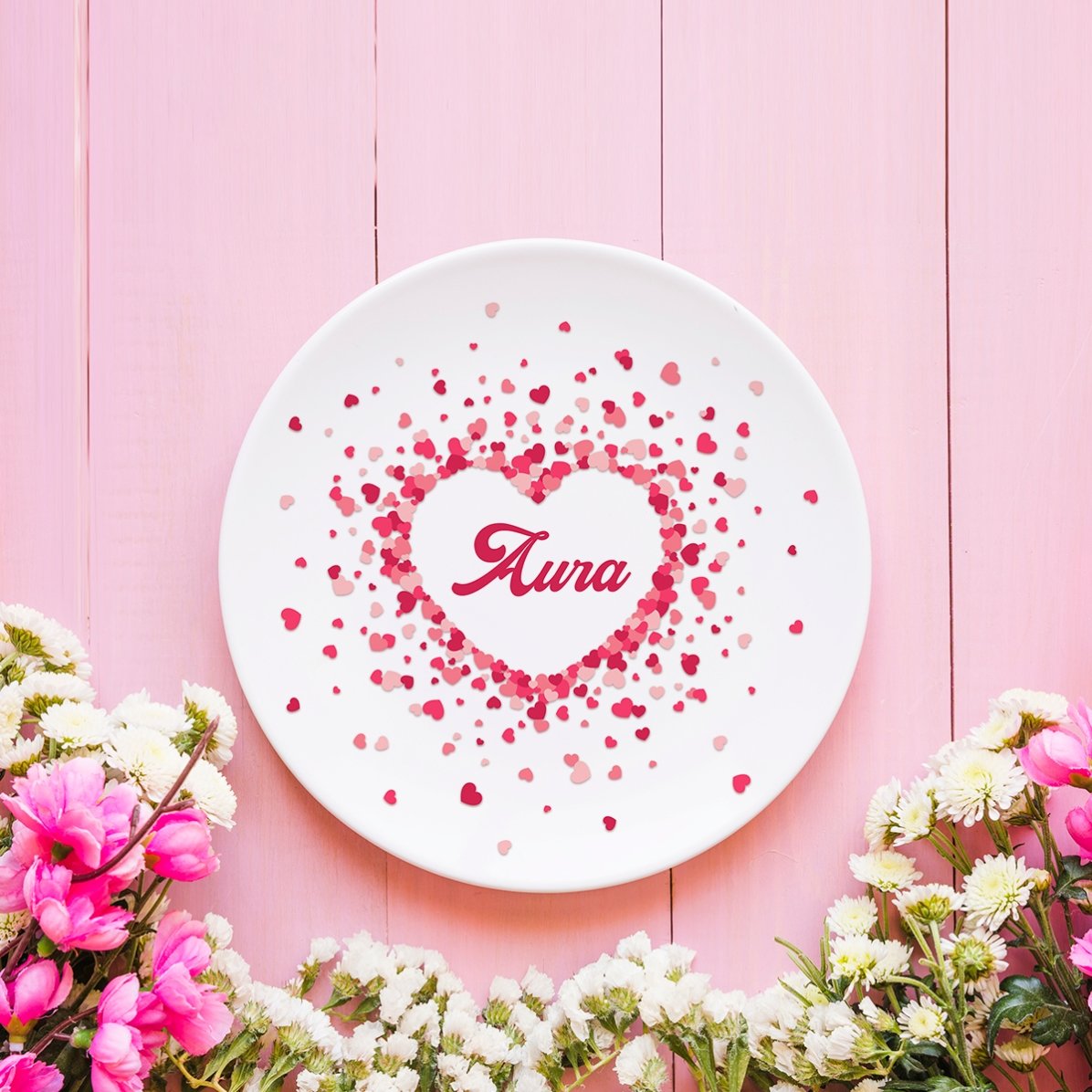 Plato personalizado con texto - Sparkle of hearts
