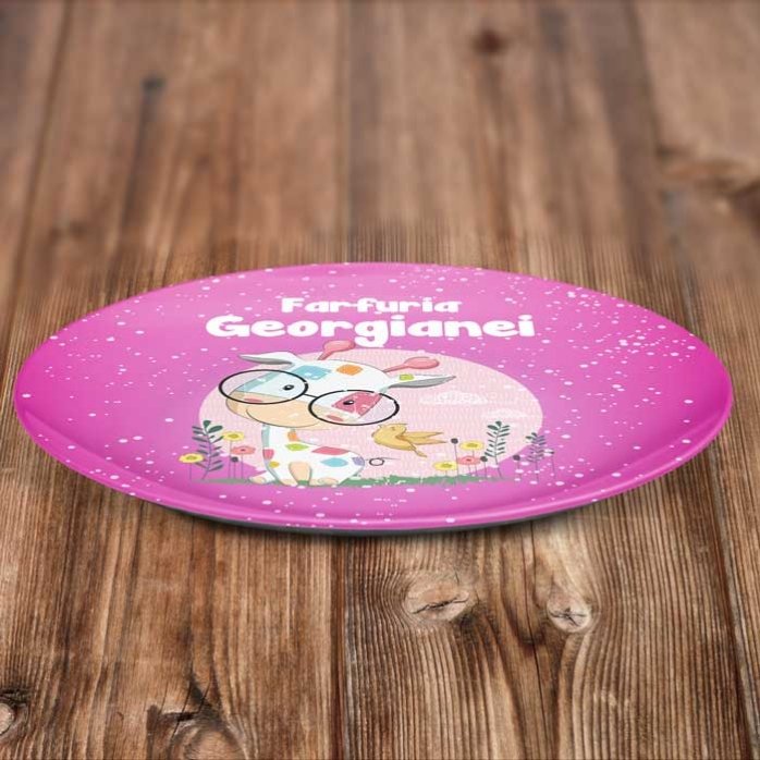 Plato rosa personalizado con texto