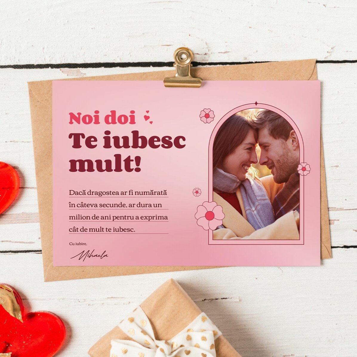 Tarjeta magnética personalizada con una foto y un mensaje de amor - Historia de amor