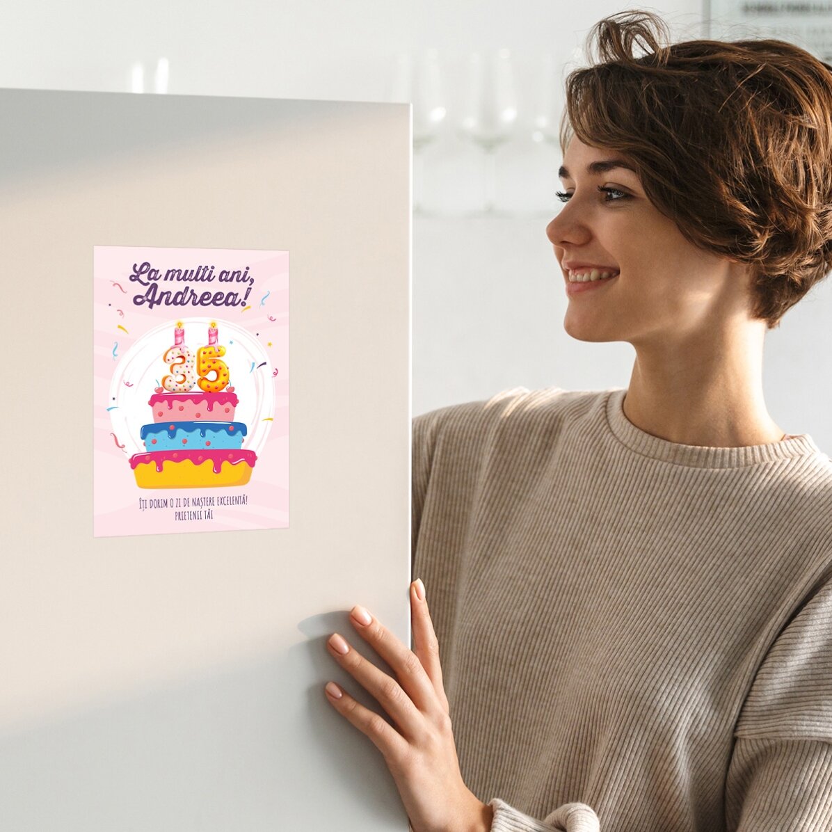 Tarjeta magnética personalizada con texto y número - Tarta de cumpleaños