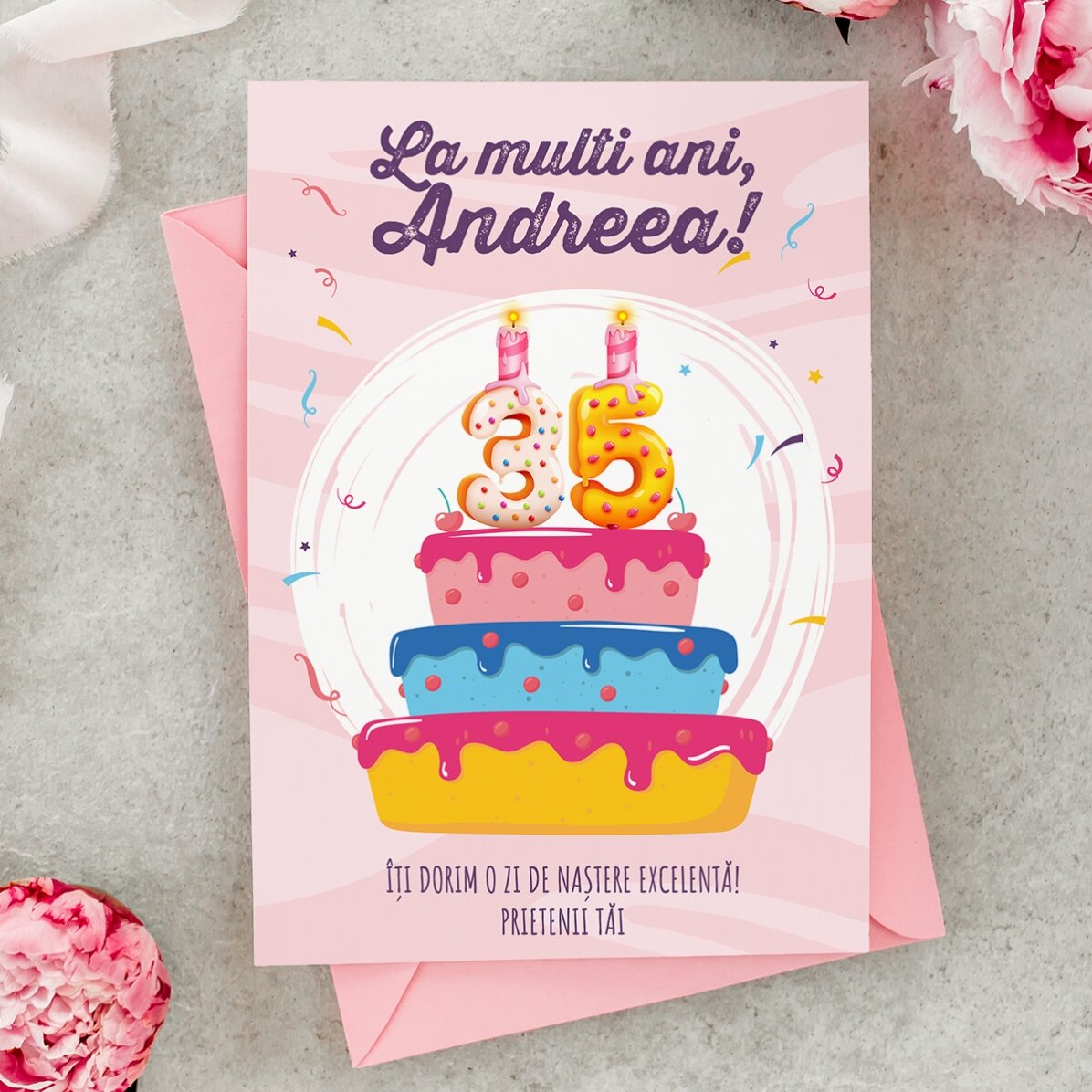 Tarjeta magnética personalizada con texto y número - Tarta de cumpleaños