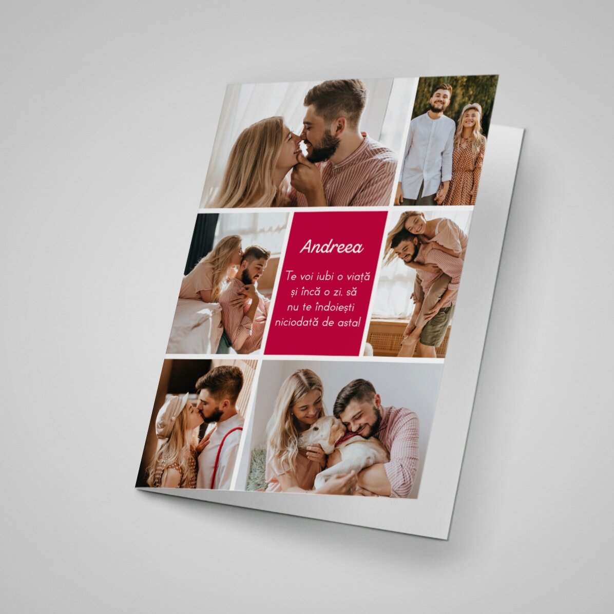 Tarjeta de felicitación personalizada con fotos, mensaje y código QR