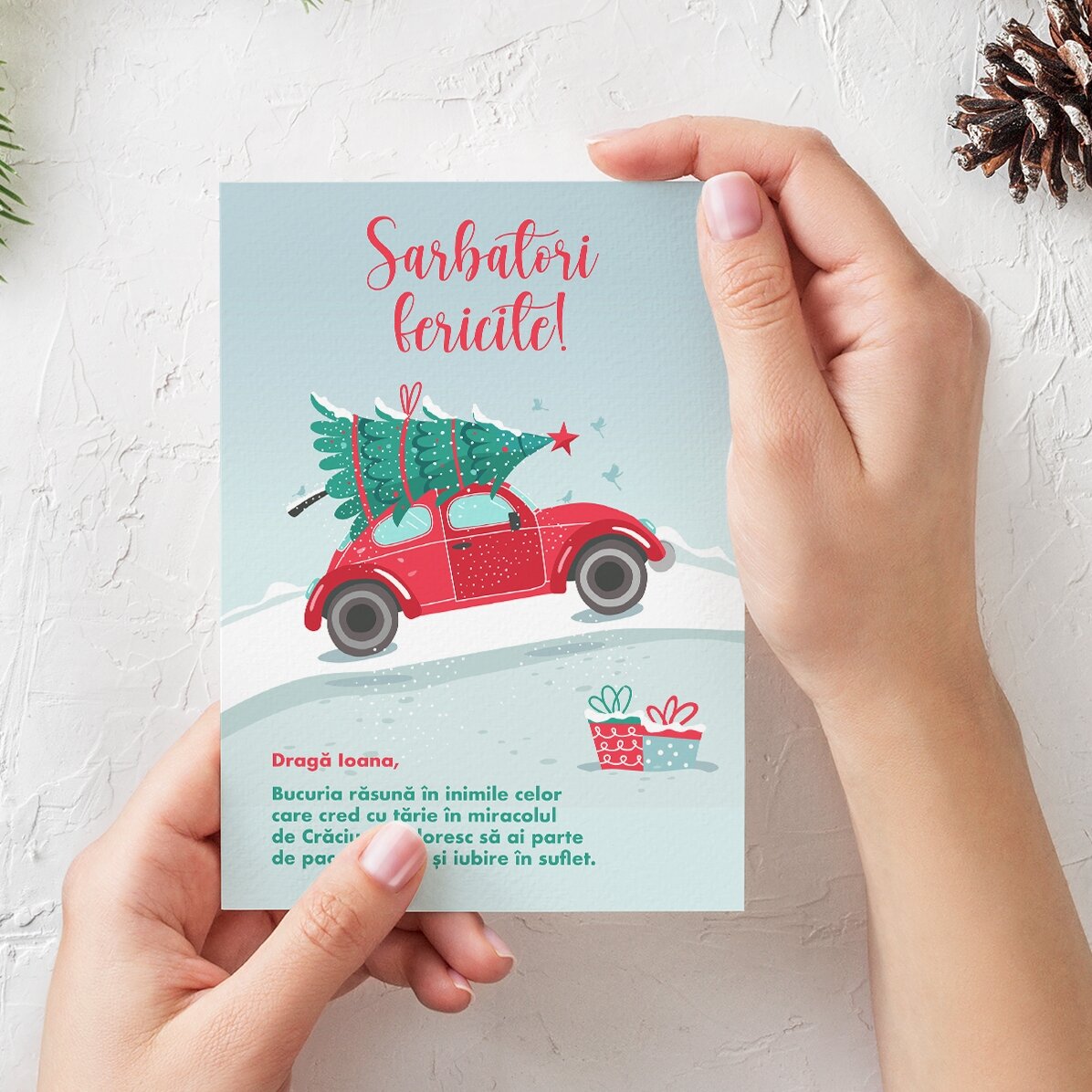 Tarjeta de felicitación personalizada - Preparativos navideños