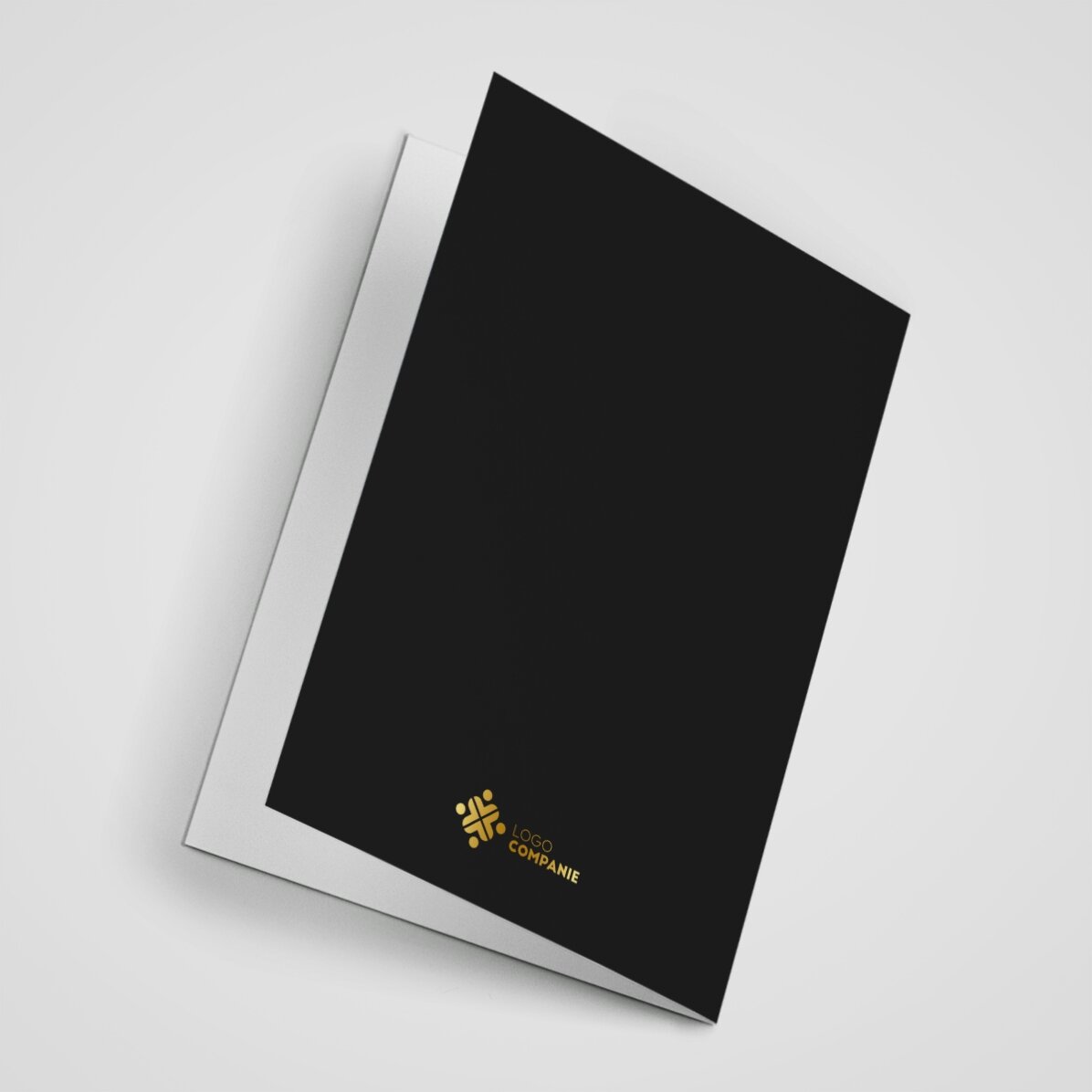 Tarjeta de felicitación personalizada con logotipo y mensaje - Árbol de Navidad dorado