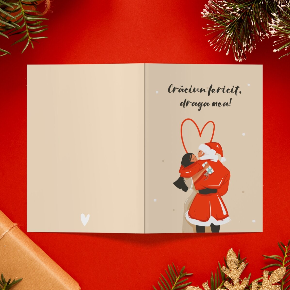 Tarjeta de felicitación personalizada con mensaje navideño para una pareja