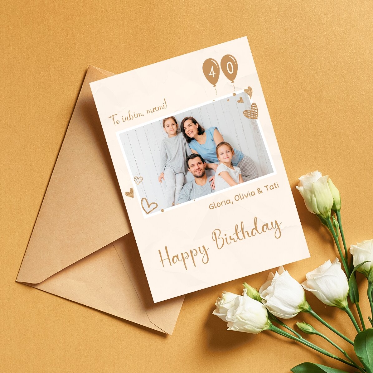 Tarjeta de felicitación personalizada con una foto y un mensaje - Felicitación de cumpleaños