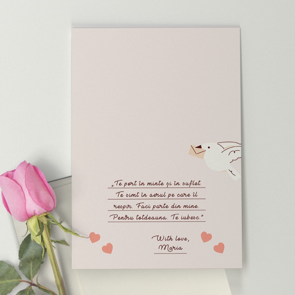 Tarjeta de felicitación personalizada con foto y mensaje - Nuestro amor infinito