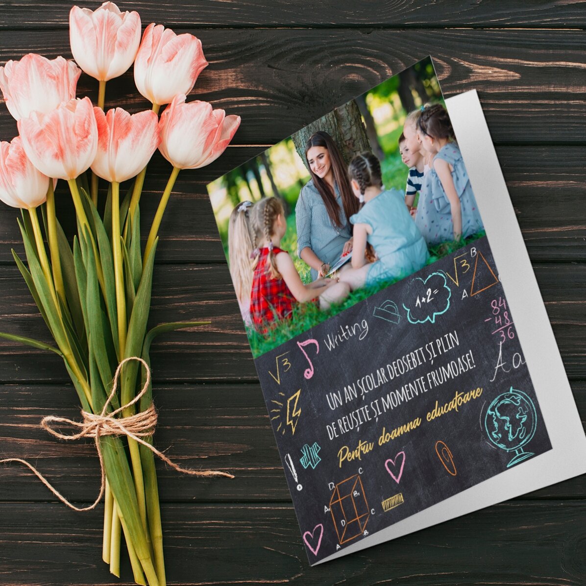 Tarjeta de felicitación personalizada con foto y texto - Para profesores