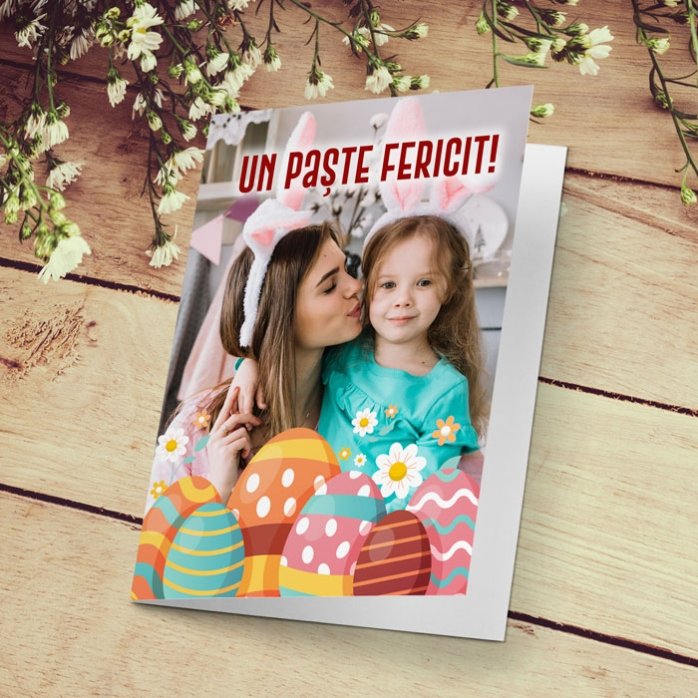 Tarjeta de felicitación personalizada con foto: ¡Feliz Pascua!