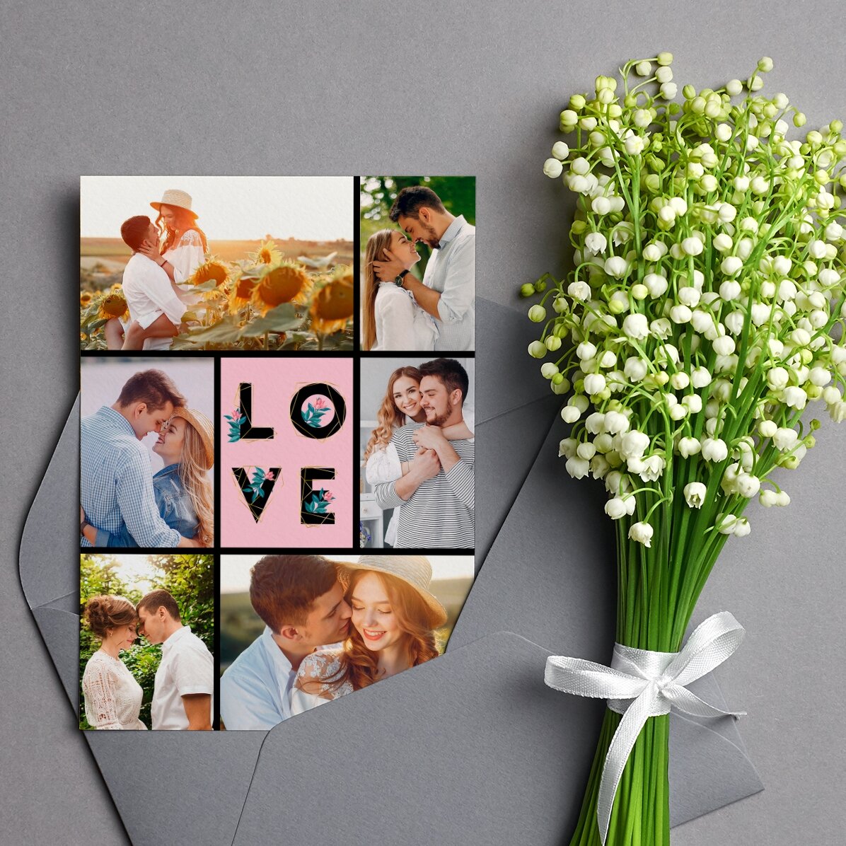 Tarjeta de felicitación personalizada con fotos - Love