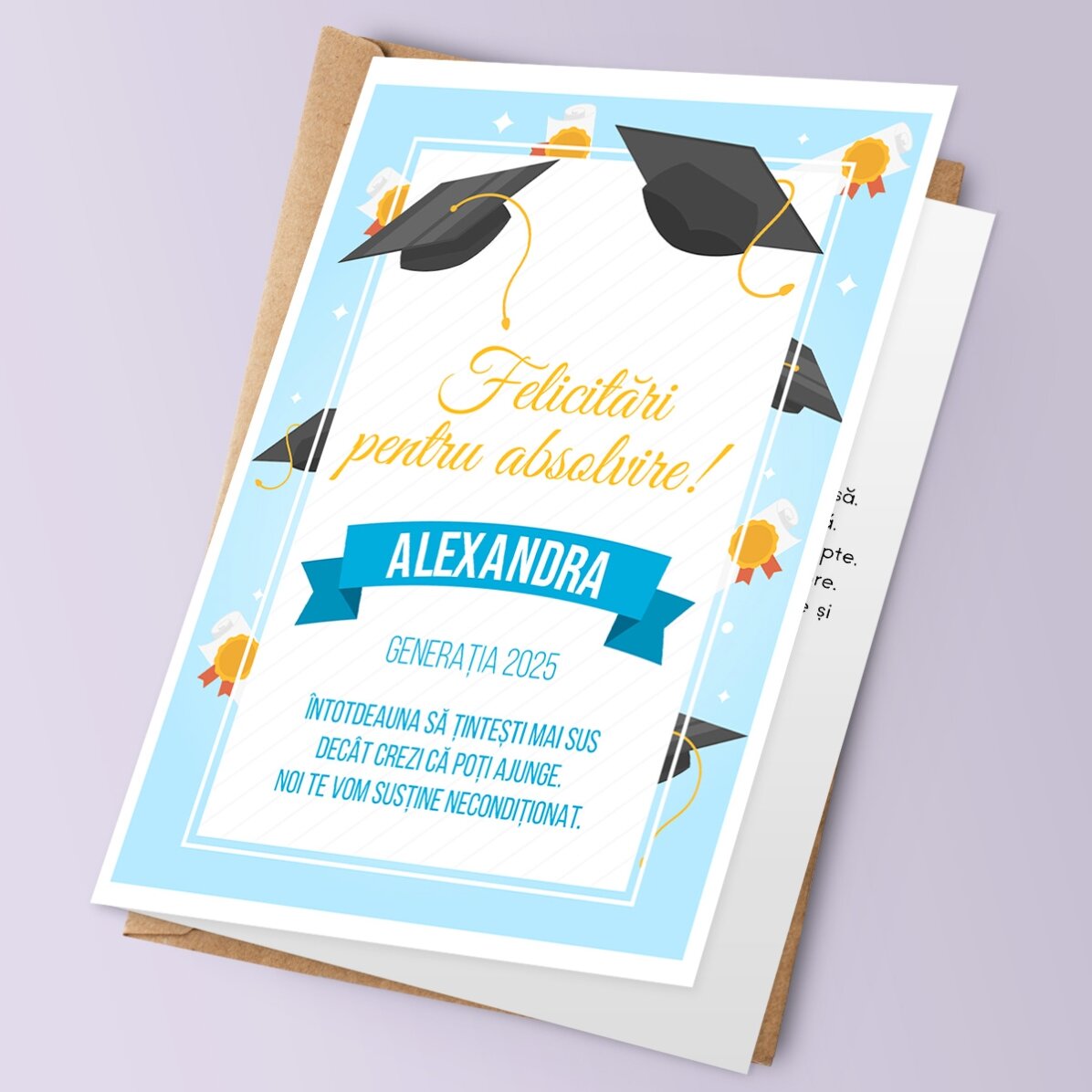 Tarjeta de felicitación personalizada con texto - Graduación