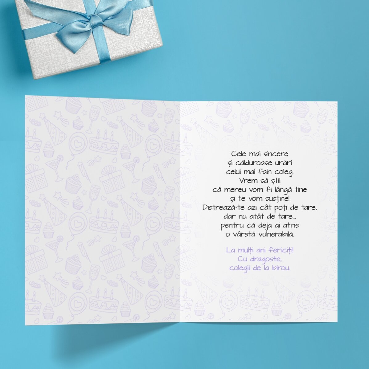 Tarjeta de felicitación personalizada con texto: «¡BANG! Y la juventud se esfuma»