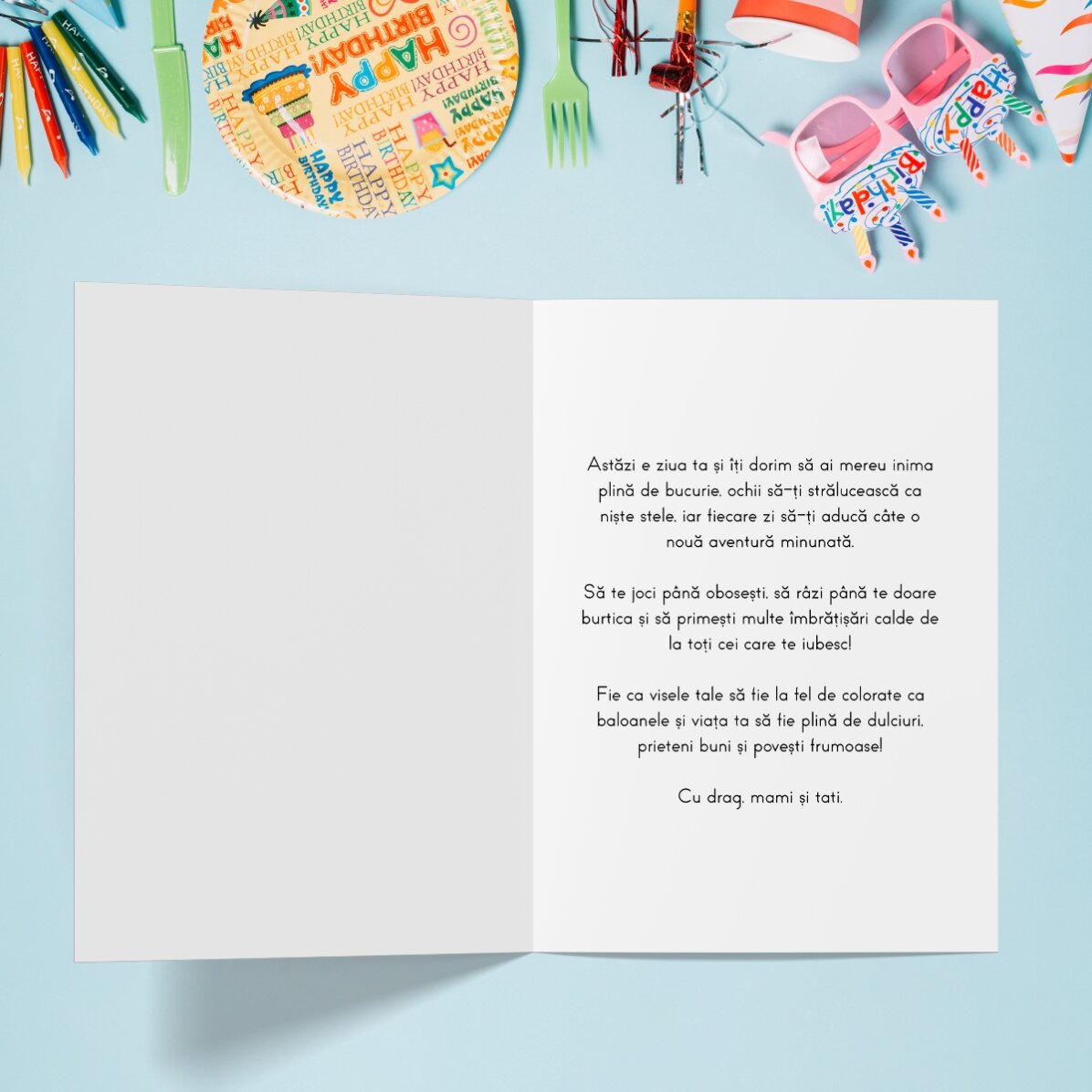 Tarjeta de felicitación personalizada con texto y emojis