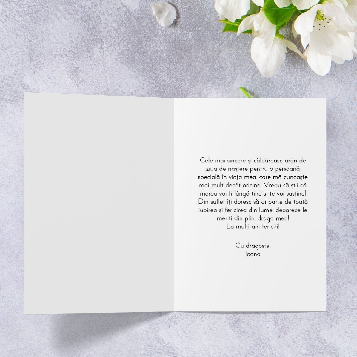 Tarjeta de felicitación personalizada con texto - Flores doradas