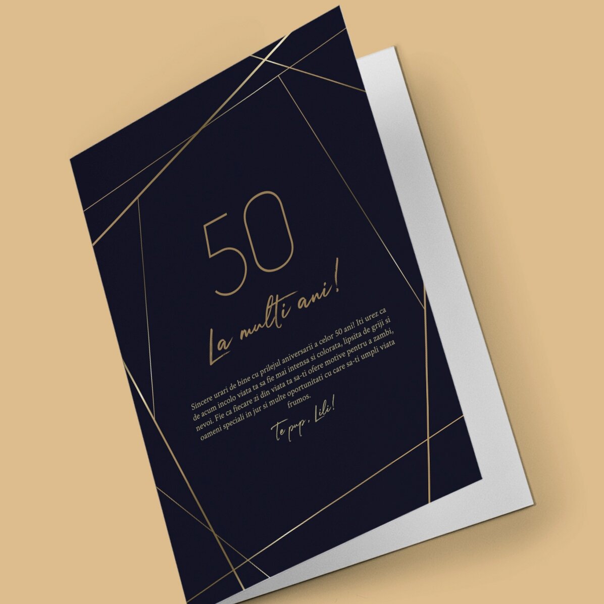 Tarjeta de felicitación personalizada con texto - Golden 50