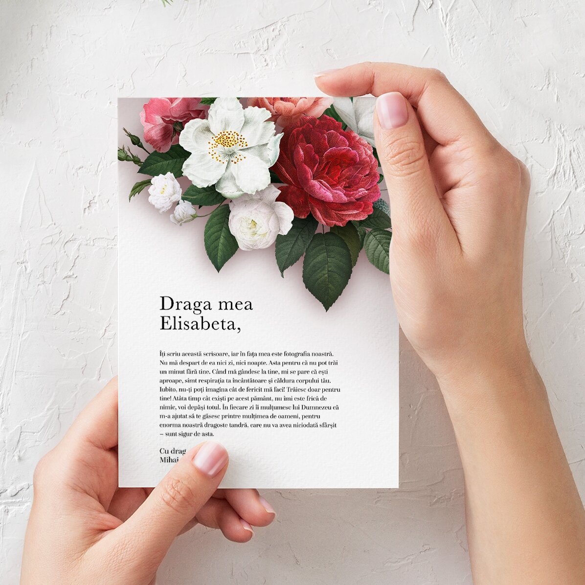 Tarjeta de felicitación personalizada con texto - Carta de amor