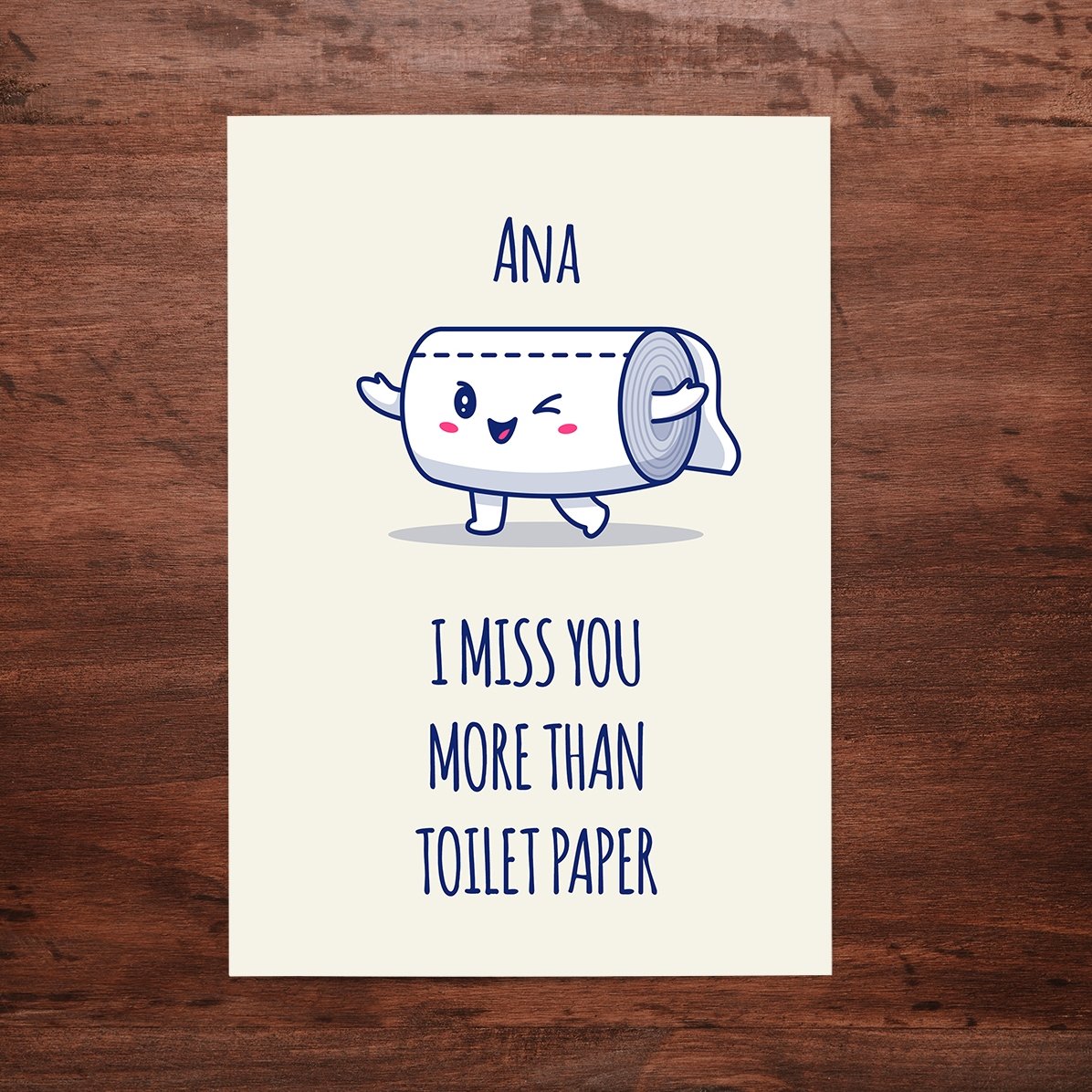 Tarjeta de felicitación personalizada con texto - Papel higiénico