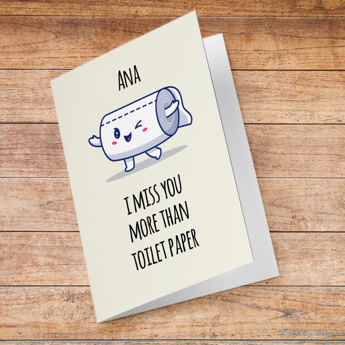 Tarjeta de felicitación personalizada con texto - Papel higiénico