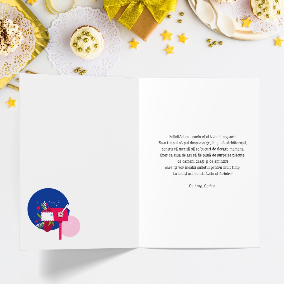 Tarjeta de felicitación personalizada con texto: un regalo estupendo