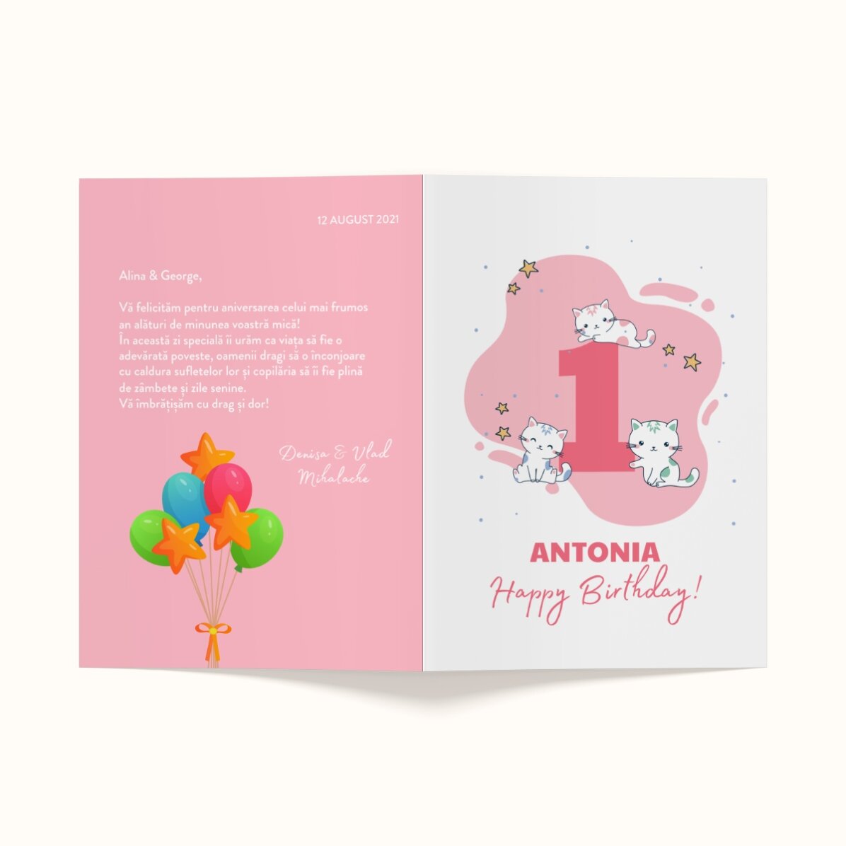 Tarjeta de felicitación personalizada con texto en el reverso - Cumpleaños infantiles