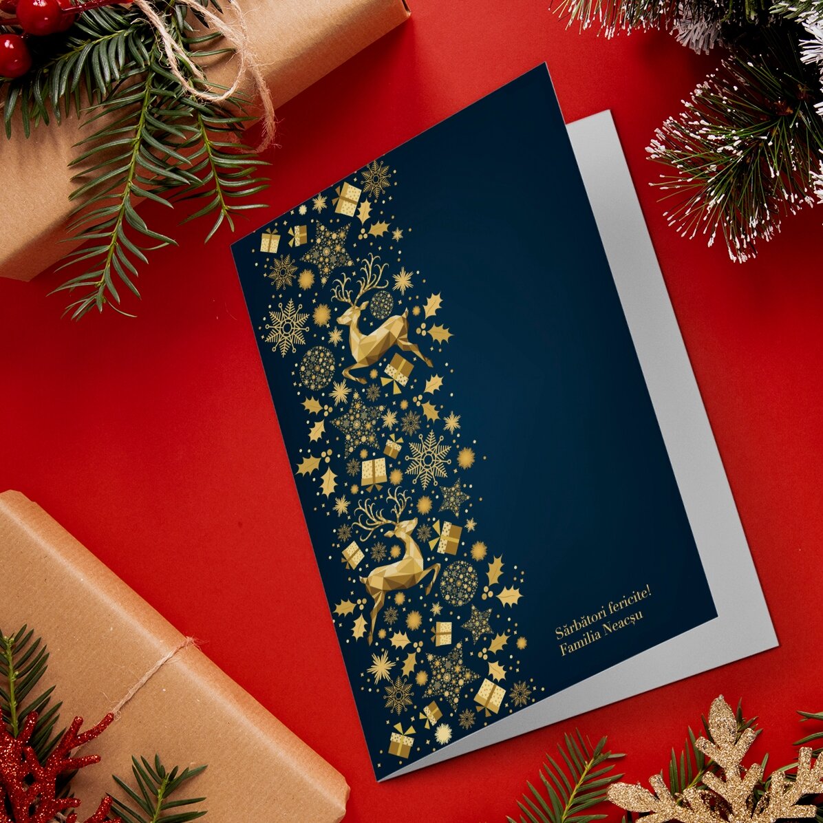 Tarjeta de felicitación personalizada - Golden Deer