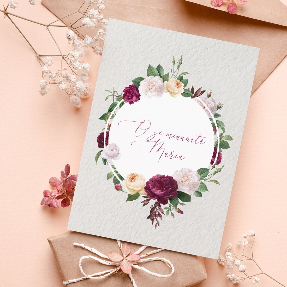 Tarjeta de felicitación personalizada - modelo de flores