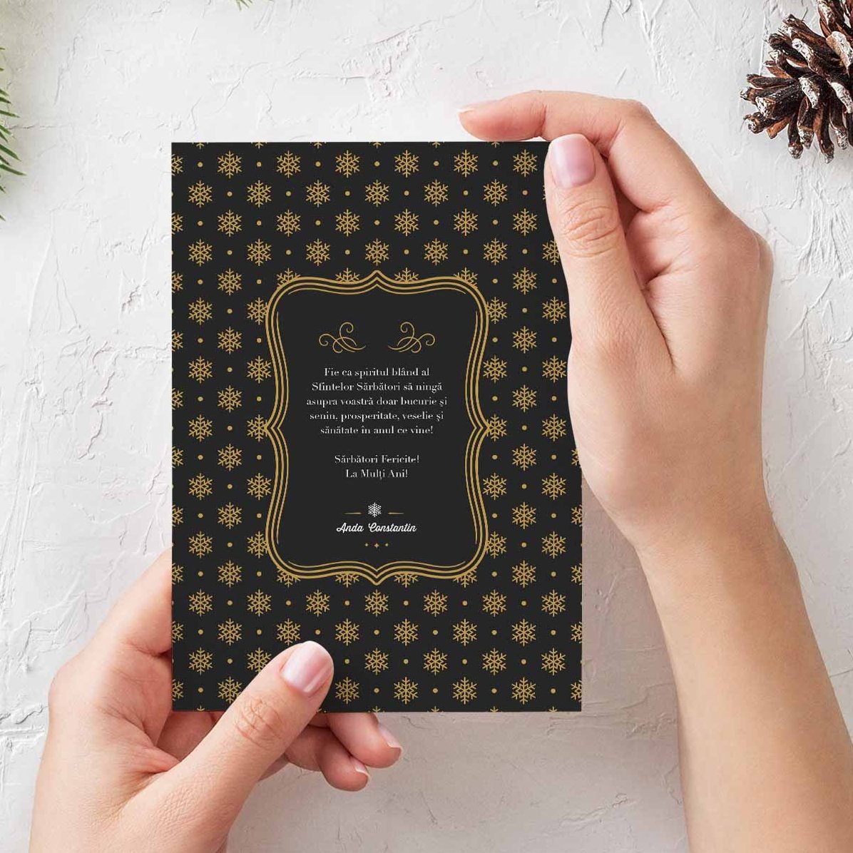 Tarjeta de felicitación personalizada - Modelo «Copos de nieve»