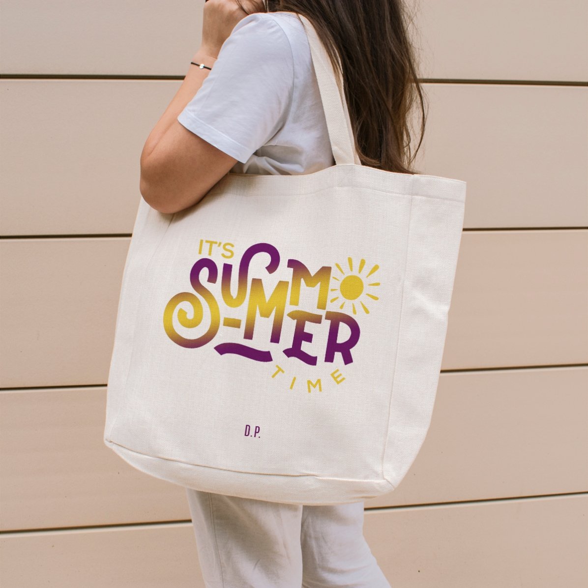 Bolso de playa personalizado con texto: «It