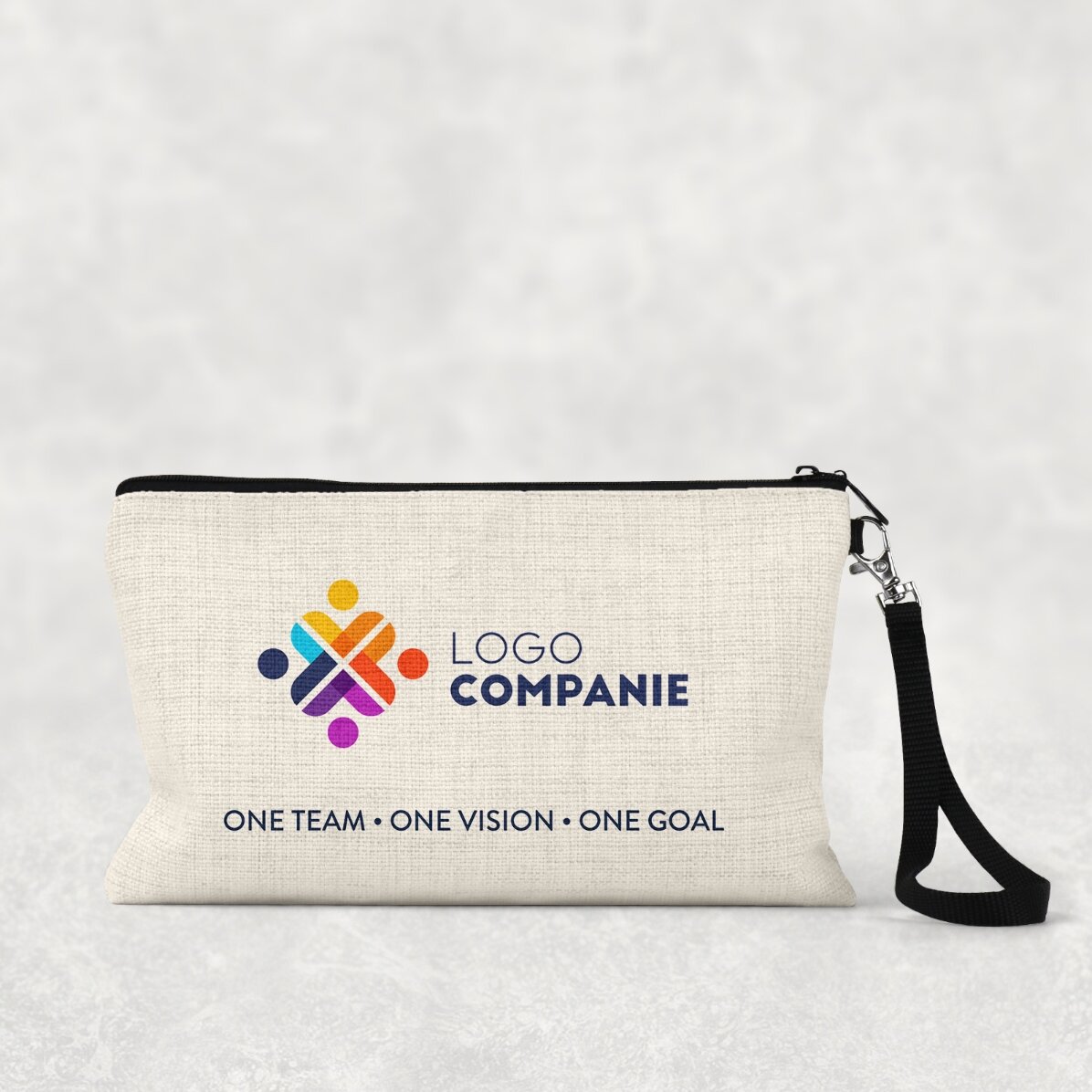 Bolsita para accesorios personalizada con logotipo y texto