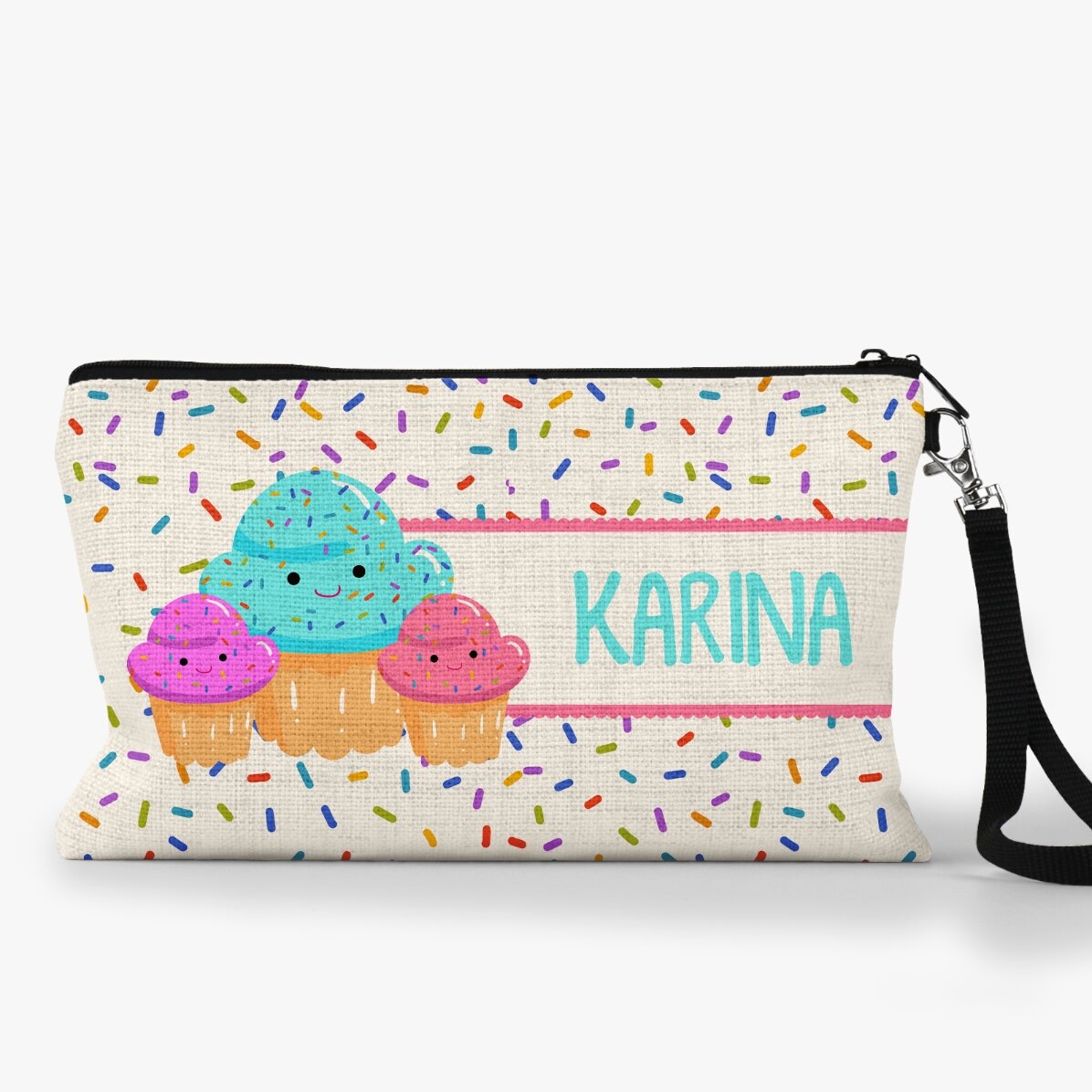 Bolsita para accesorios personalizada con nombre - Cupcakes