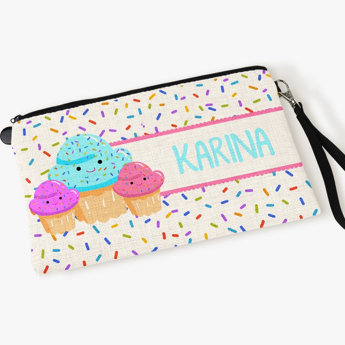 Bolsita para accesorios personalizada con nombre - Cupcakes